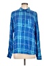 Como Vintage 100% Rayon Plaid Blue Long Sleeve Blouse Size L - photo 1