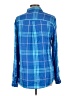 Como Vintage 100% Rayon Plaid Blue Long Sleeve Blouse Size L - photo 2