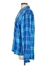 Como Vintage 100% Rayon Plaid Blue Long Sleeve Blouse Size L - photo 5