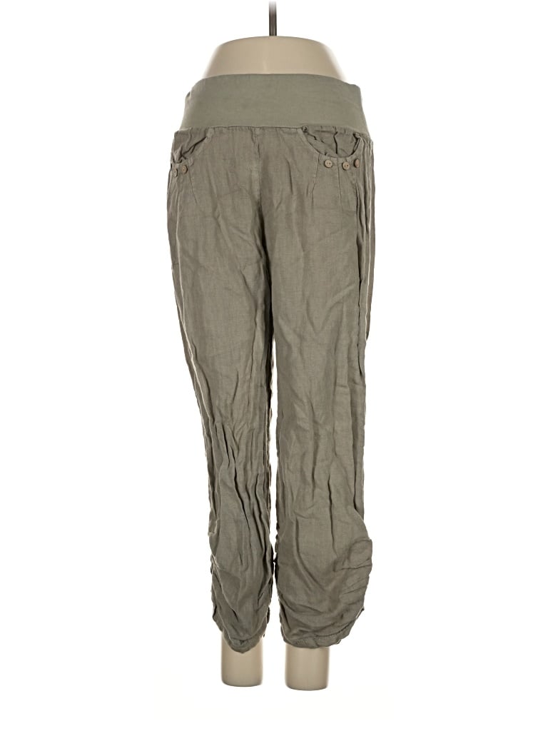 Pre-owned Lace Linen Pants In Green