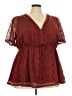 Torrid 100% Polyester Burgundy Short Sleeve Blouse Size 3X Plus (3) - photo 1