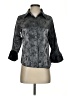 Kathie Lee Metallic Gray 3/4 Sleeve Button-Down Shirt Size S - photo 1