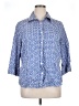 Foxcroft 100% Cotton Print Blue 3/4 Sleeve Button-Down Shirt Size 16w - photo 1