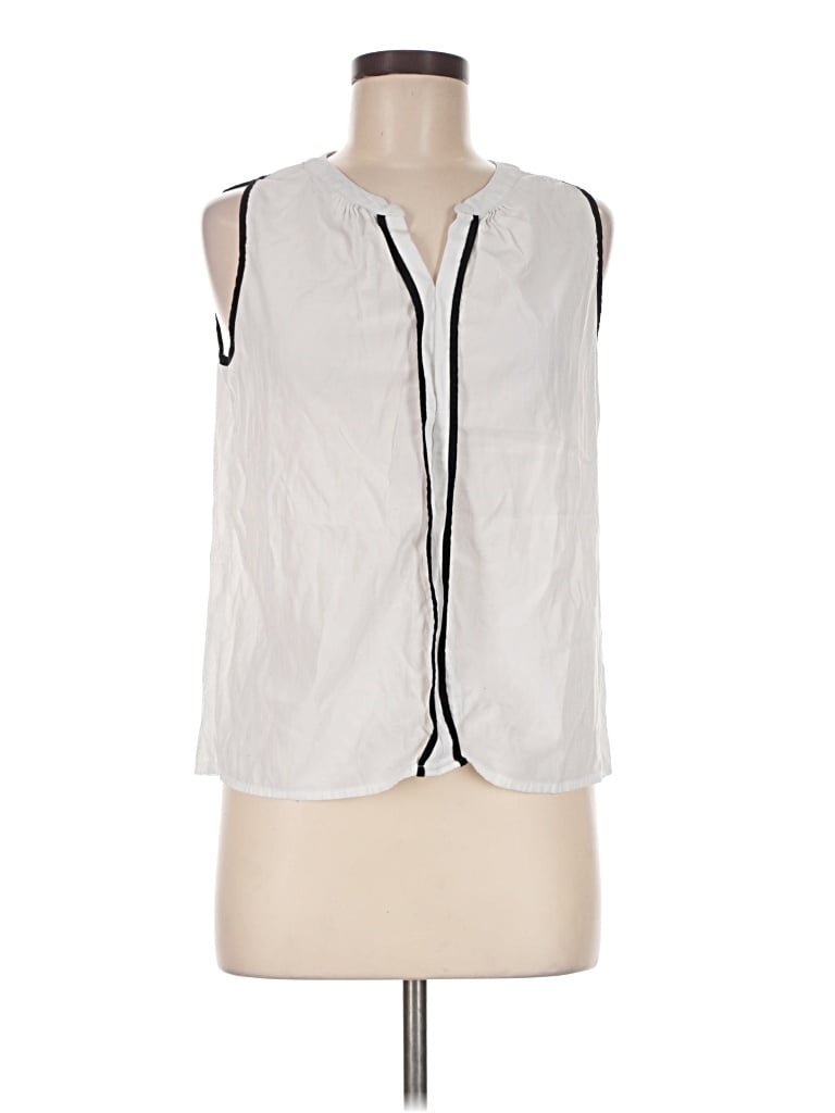 Pre-owned Liz Claiborne Career Sleeveless Button Down Shirt In White