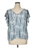wonderly Tie-dye Blue Short Sleeve Blouse Size 1X - photo 1