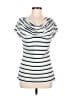 Max Studio Stripes Ivory Short Sleeve T-Shirt Size M - photo 1