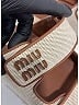 Miu Miu Ivory Canvas Logo Slide Sandals Size EU 38 1/2 - photo 5