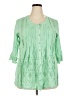Roaman's 100% Rayon Green 3/4 Sleeve Blouse Size 18 - photo 1
