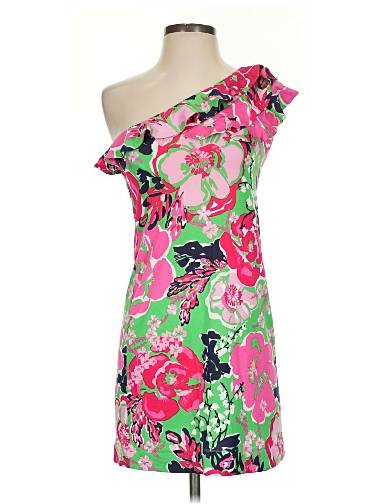 Lilly Pulitzer Cocktail Dress: Pink Tropical Pattern Dresses - Used - Size X-Small