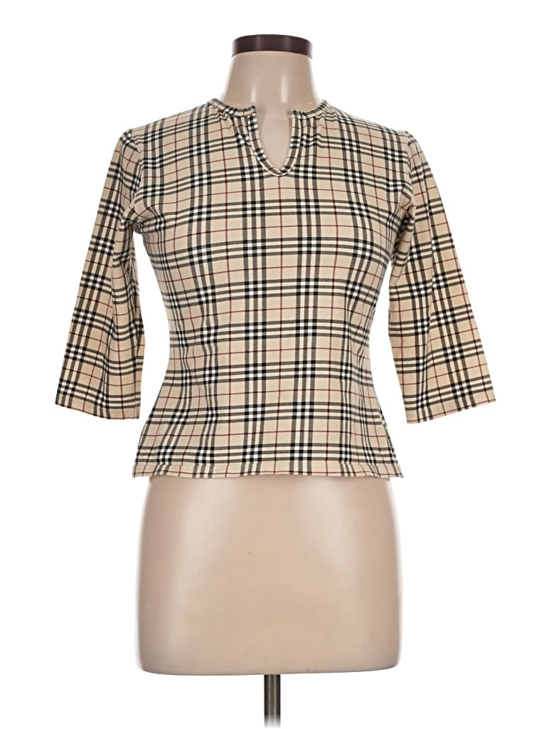 Pre-owned Burberry 3/4 Sleeve Button Down Shirt In Tan