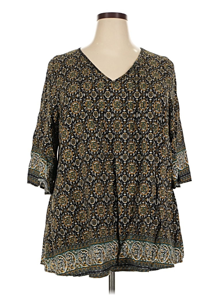 Pre-owned Bloomchic 3/4 Sleeve Blouse In Black