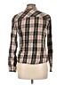 Roots 100% Cotton Plaid Brown Long Sleeve Button-Down Shirt Size L - photo 2