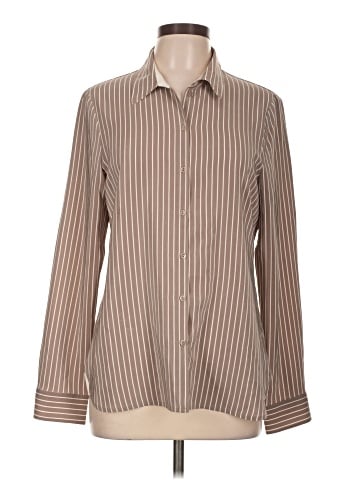 Ecru Long Sleeve Silk Top (view 1)