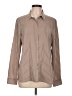 Ecru 100% Silk Stripes Brown Long Sleeve Silk Top Size L - photo 1