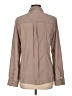 Ecru 100% Silk Stripes Brown Long Sleeve Silk Top Size L - photo 2