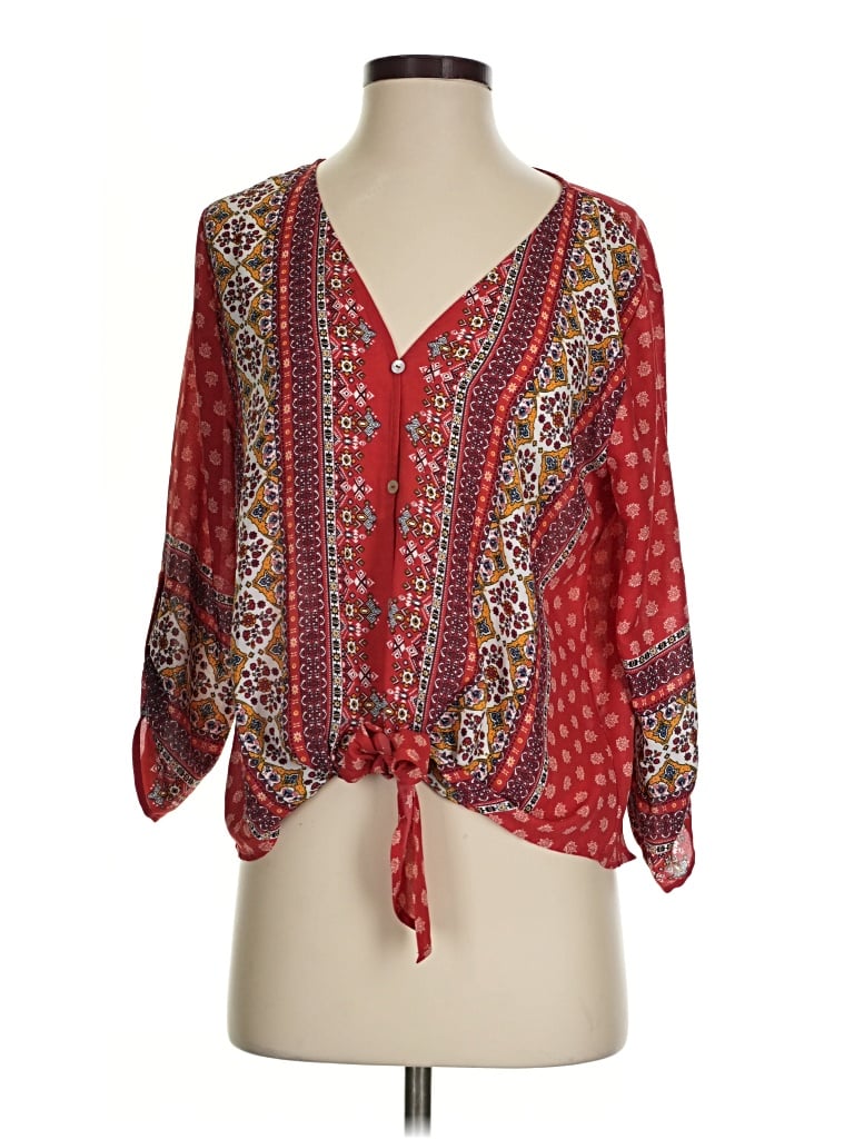 Pre-owned West Kei 3/4 Sleeve Blouse In Red