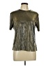 Kathie Lee 100% Polyester Metallic Silver Short Sleeve Top Size L - photo 1