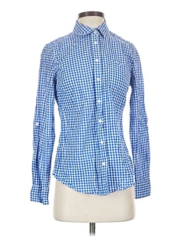fleur bleue Long Sleeve Button-Down Shirt (view 1)