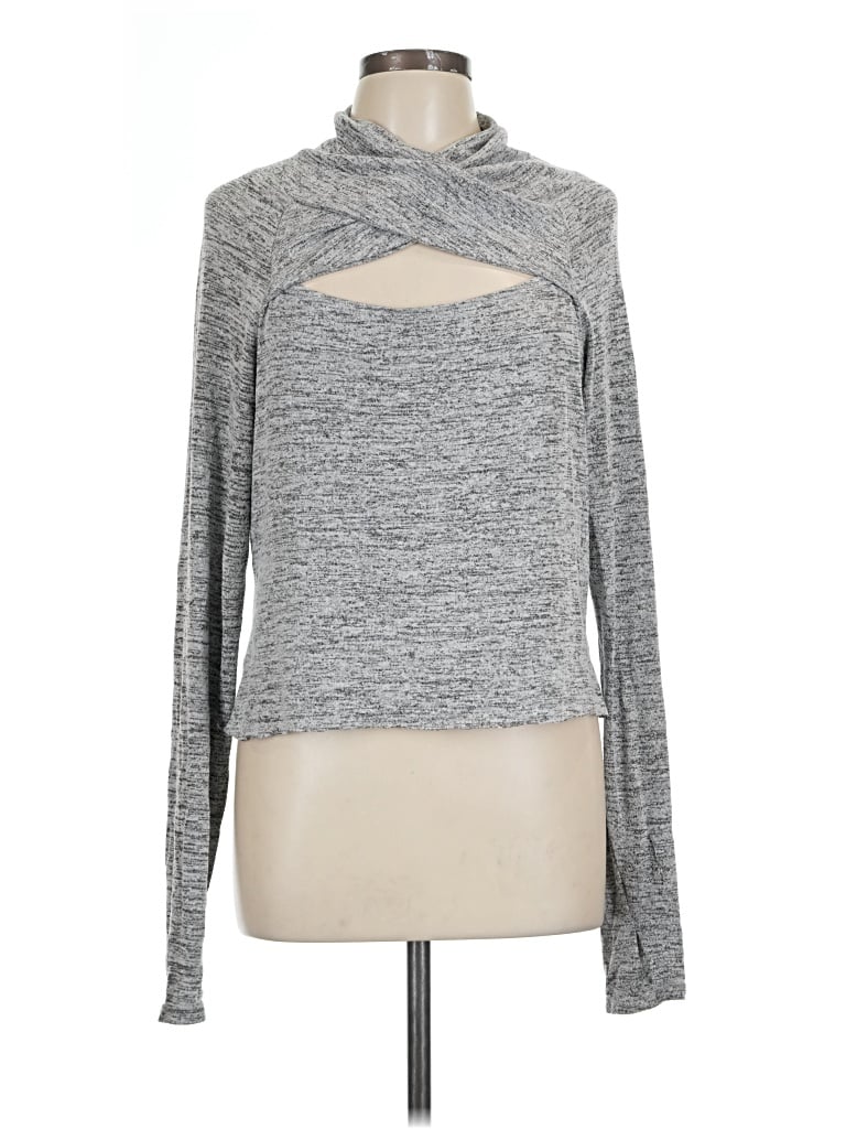 Pre-owned Apana Long Sleeve Top Gray Turtleneck Tops