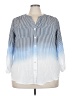 Indigo Rose Stripes White Long Sleeve Blouse Size 2X - photo 1