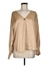 Vince. 100% Silk Tan Long Sleeve Silk Top Size M - photo 1