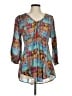 RUBY YAYA 100% Cotton Floral Teal 3/4 Sleeve Blouse Size M - photo 1