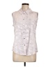 Calvin Klein 100% Viscose Silver Sleeveless Button-Down Shirt Size L - photo 1