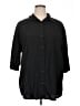 Distinctly Different Solid Black 3/4 Sleeve Button-Down Shirt Size XL (estimated) - photo 1