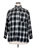 MOUSSY Checkered-gingham Gray 3/4 Sleeve Button-Down Shirt Size XXL (estimated) - photo 1