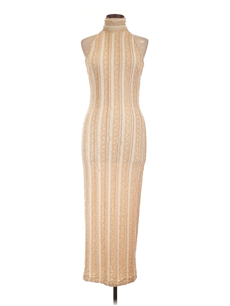 Pre-owned Torn By Ronny Kobo Cocktail Dress In Tan
