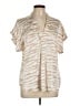 Entro 100% Polyester Animal Print Tan Short Sleeve Blouse Size L - photo 1