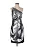 Halston Heritage Metallic Silver Cocktail Dress Size 8 - photo 1
