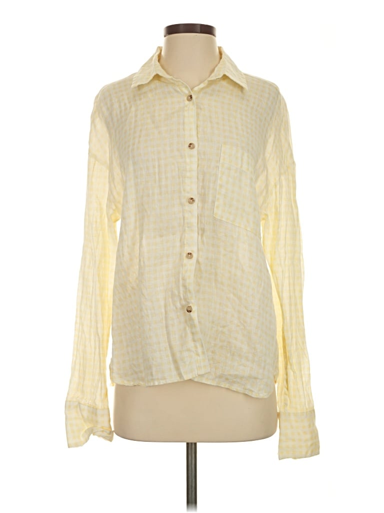 Pre-owned Saks Fifth Avenue Long Sleeve Blouse In Yellow