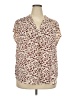 Monday Fun 100% Polyester Floral Burgundy Short Sleeve Blouse Size 2X - photo 1