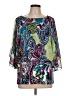 Coco Bianco 100% Polyester Paisley Blue 3/4 Sleeve Blouse Size L - photo 1