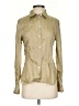 Theory 100% Viscose Metallic Tan Long Sleeve Button-Down Shirt Size S - photo 1