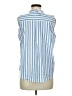 Ann Taylor Stripes Blue Sleeveless Button-Down Shirt Size M - photo 2
