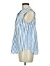 Ann Taylor Stripes Blue Sleeveless Button-Down Shirt Size M - photo 5