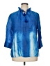 Carlisle 100% Ramie Tie-dye Blue 3/4 Sleeve Blouse Size 14 - photo 1