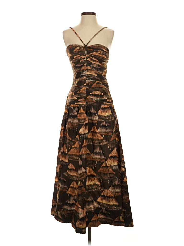Pre-owned Farm Rio Cocktail Dress In Brown