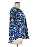 DKNY 100% Polyester Floral Blue Short Sleeve Blouse Size XL - photo 4