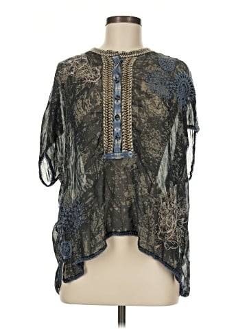 Johnny Was 3/4 Sleeve Silk Top (view 1)