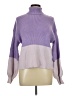Francesca's Color Block Purple Turtleneck Sweater Size L - photo 1