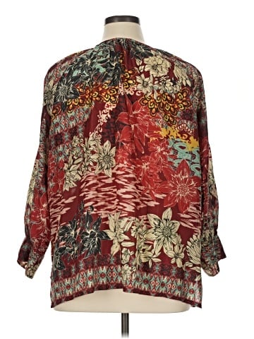 Johnny Was 3/4 Sleeve Silk Top (view 2)