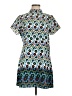 Zara 100% Polyester Print Teal Casual Dress Size L - photo 1