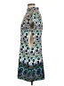 Zara 100% Polyester Print Teal Casual Dress Size L - photo 5