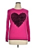 Elle 100% Nylon Hearts Pink Pullover Sweater Size XL - photo 1