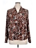 Halogen Animal Print Brown Long Sleeve Blouse Size XL - photo 1