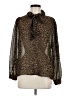 MNG Animal Print Brown Long Sleeve Blouse Size M - photo 1