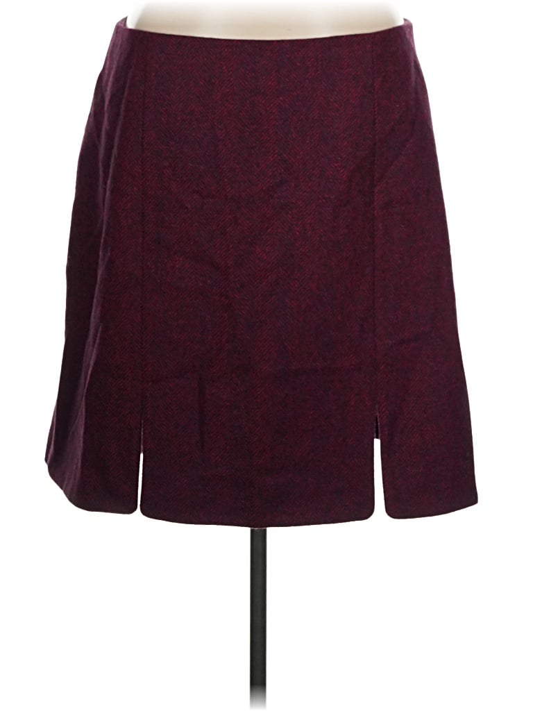 Pre-owned Boden Wool Skirt In Burgundy